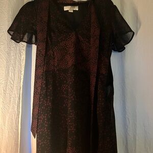 Micheal Kors- Midi Black & Red dress with scarf